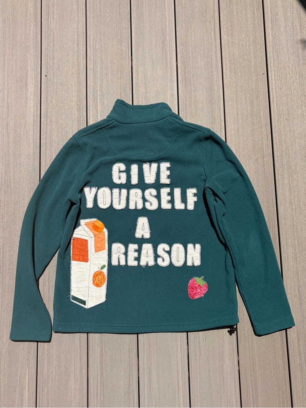 Noah Kahan Inspired Patchwork Green Zip Up Jacket Size Medium